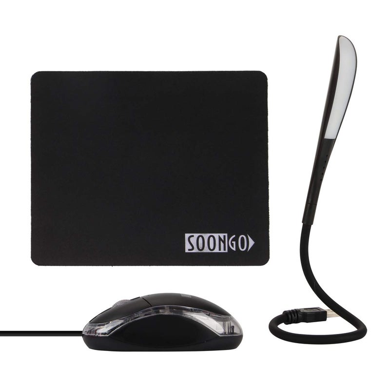 SOON GO Mini Mouse Pad Kids Mice for Laptop USB LED Light 3 in 1 Gift Combo Mouse Pad Non-Slip Rubber Base USB Reading Lamp with Dimmable Touch Switch and Flexible Gooseneck for Laptop Home Office - Image 2